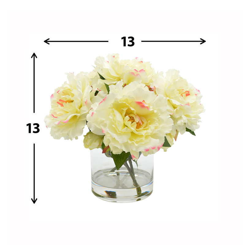 Peonies Arranged in Glass Vase, White
