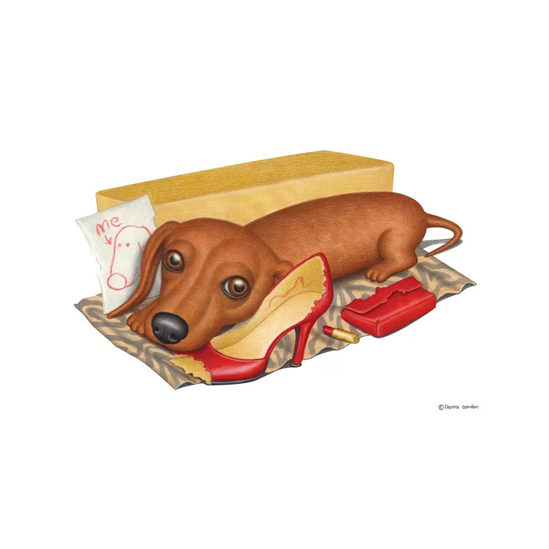 Dachshund With Self-Portrait by Danny Gordon - Wrapped Canvas Print, 30.48 cm H x 45.72 cm W