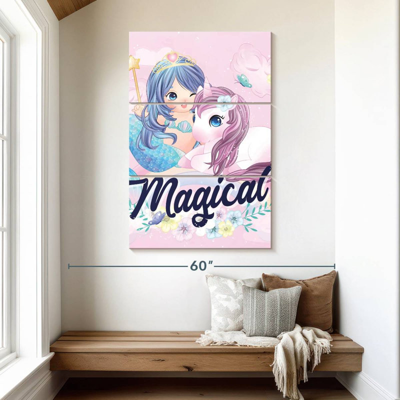 Ashelle sirène et licorne, H 50 po x l 32 po