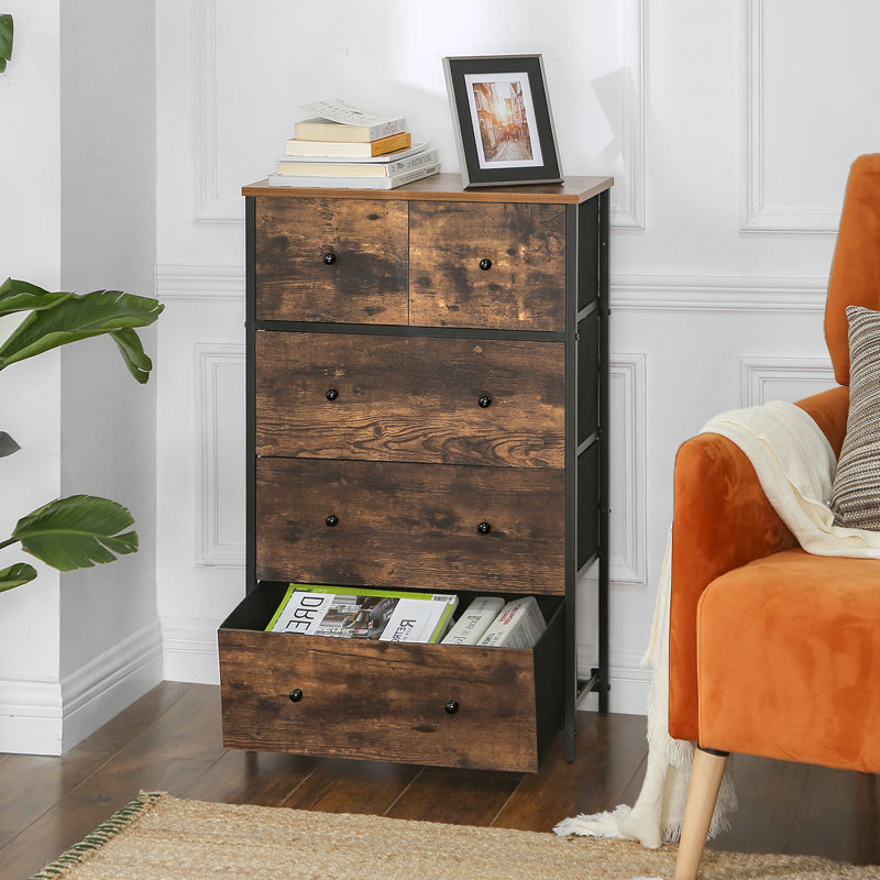 Commode 5 tiroirs Robbyn, Brun rustique