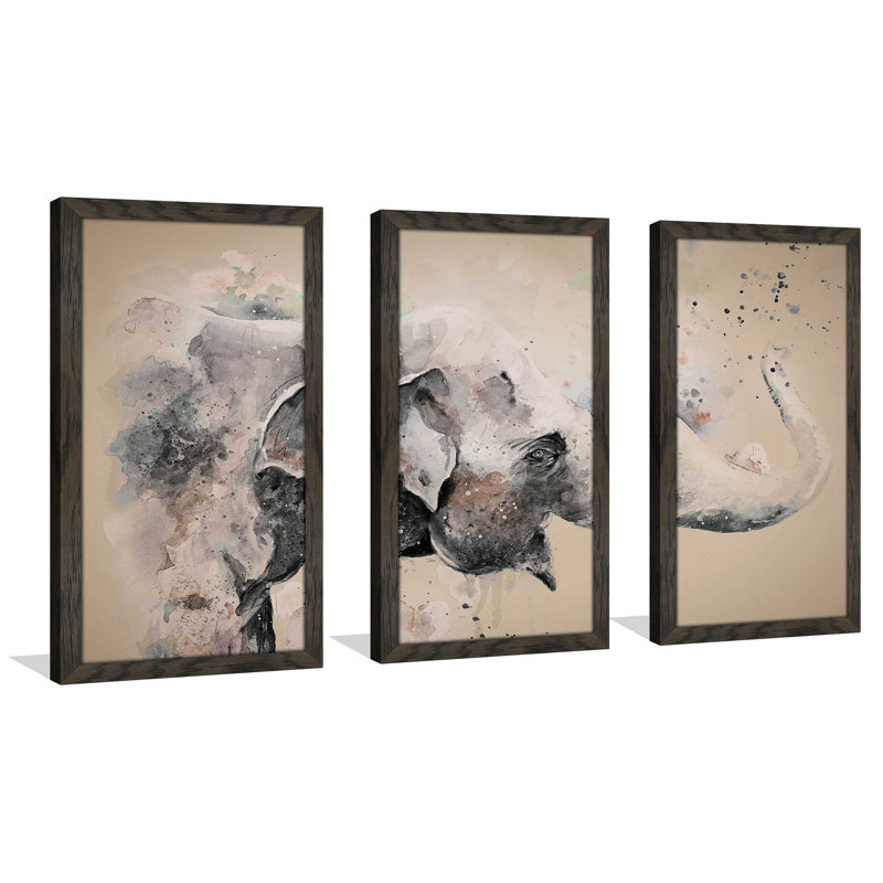 «Sandstone Elephant» par Patricia Pinto - ensemble de 3 photos encadrées, L 52,5 po x H 33,5 po x P 1 po