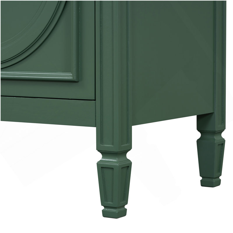 Ensemble de meuble-lavabo 60 po avec lavabo double 60 po, lavabo en céramique, portes à fermeture en douceur avec tablette, tiroir de rangement, vert