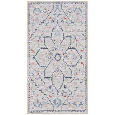 Oriental Machine Washable Area Rug in Gray
