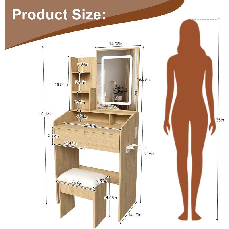 60 cm W Chest of 2 Drawers