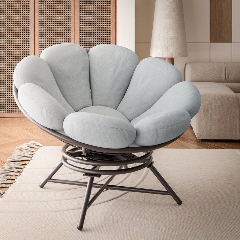 Fauteuil d'appoint pivotant en métal Papasan avec coussin très épais pour un confort ultime