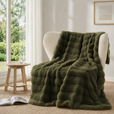 Jeté en fausse fourrure, couverture en fourrure de lapin pour lit, canapé, couverture en peluche vison super doux