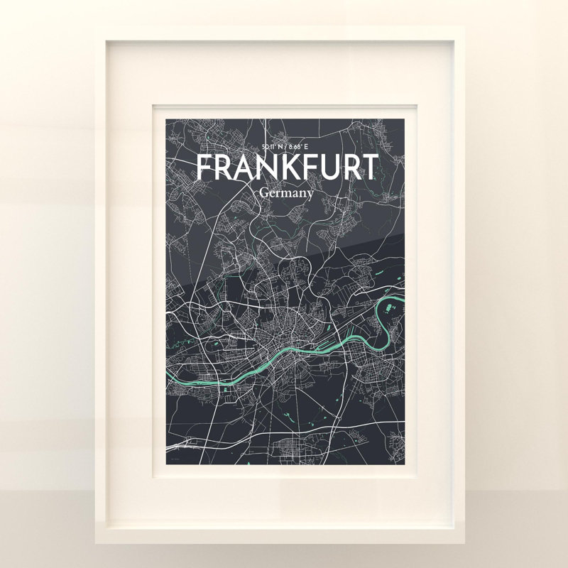 Carte de Francfort, impression graphique contrastée, Vert / gris, H 24 po x l 18 po