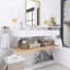 47,24 po X P 18,11 po P 8,15 po Meuble-lavabo mural simple H en bois naturel avec acrylique blanc