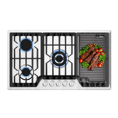 TOPWISH "36"" 5 Burner Built-in Gas Cooktop with Griddle"