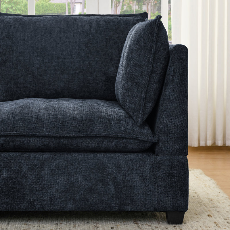 Canapé modulaire à 4 places avec 2 repose-pieds et canapé-lit en chenille Comfy Cloud