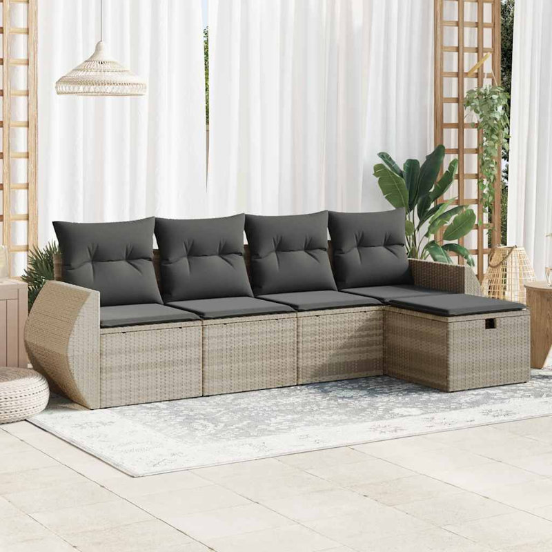  Ensemble de canapé de jardin gris clair, gris foncé, Light Grey