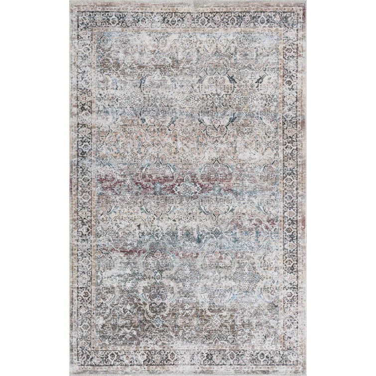 Tapis oriental vert lavable à la machine Jaelyne Boho