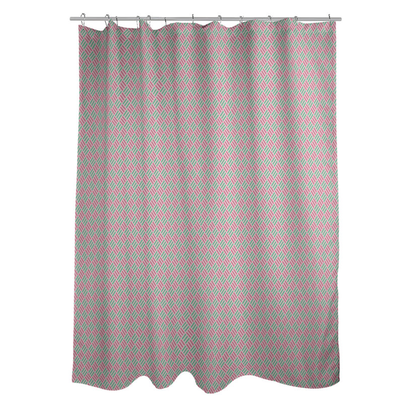 Rideau simple art déco, Rose / rayé bleu sarcelle 1