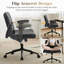 Chaise de bureau pivotante à pieds croisés avec accoudoirs rabattables et coussin lombaire-113323125