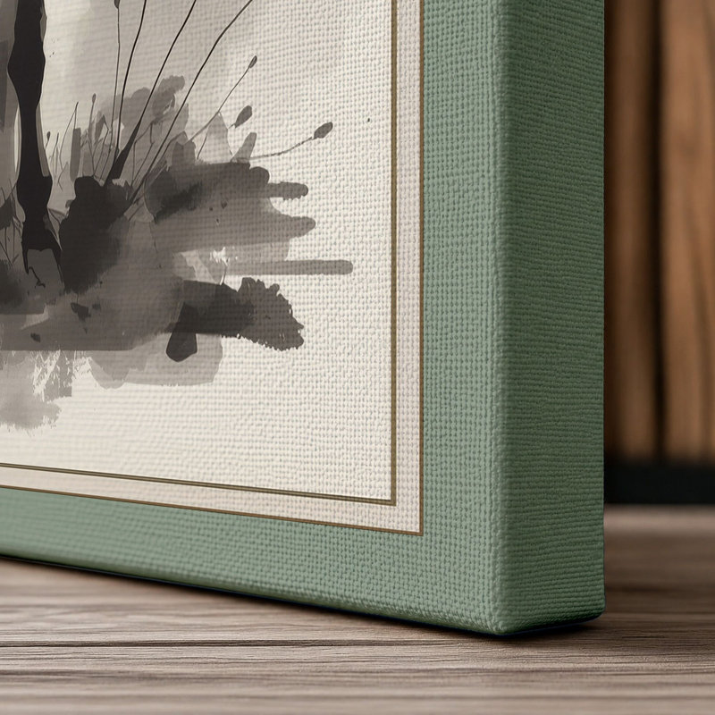 Defiant Donkey Japandi - Wrapped Canvas, 18x12 - 45.7 x 30.5 cm, Sage Border