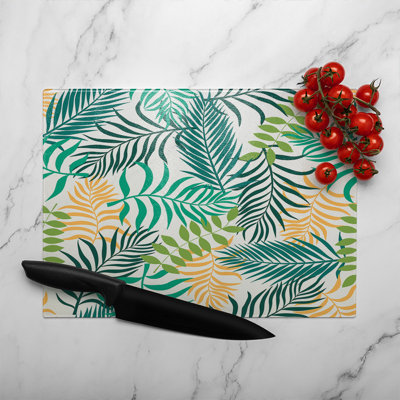 Tropical palm leaves Designer Glass Chopping Board