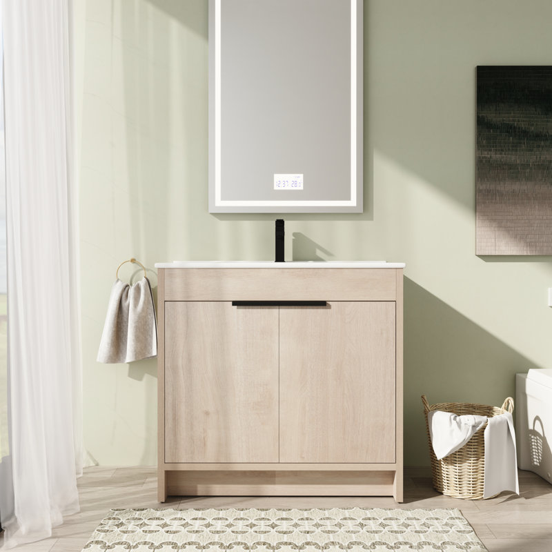 Caileen 36'' Single Bathroom Vanity with Ceramic Top, White