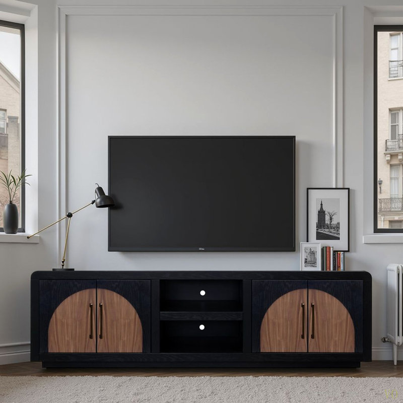 Meuble télé Eclipse de 92 po pour téléviseur de 100 po ou moins, aucun assemblage requis, Noir