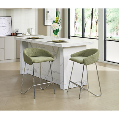 Upholstered Counter Stool with Metal Frame