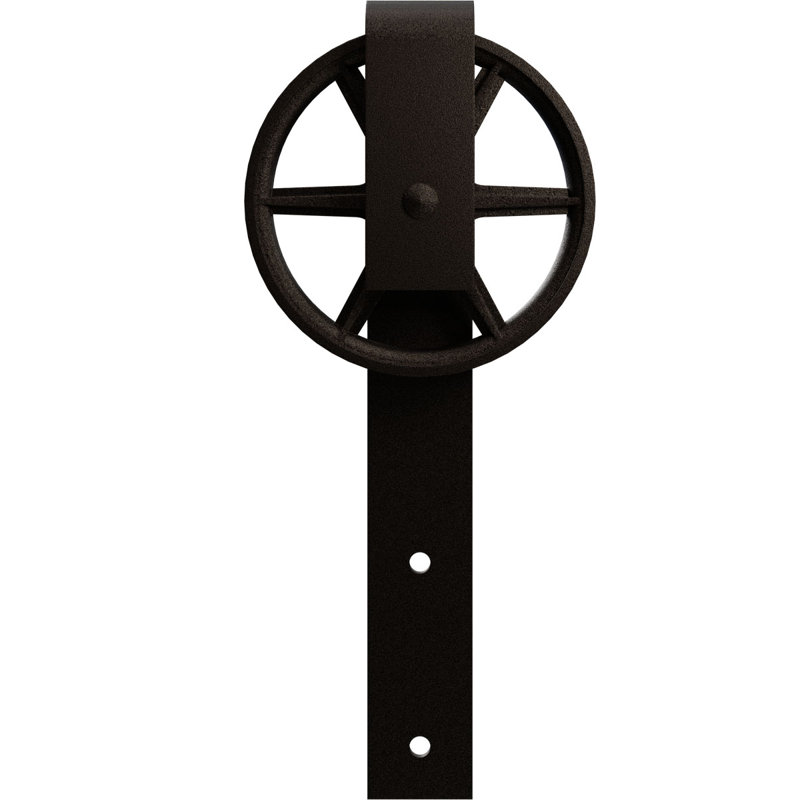 Ensemble de quincaillerie de porte de grange simple standard Premium Wagon Wheel Roller Hanger, Arche bronze