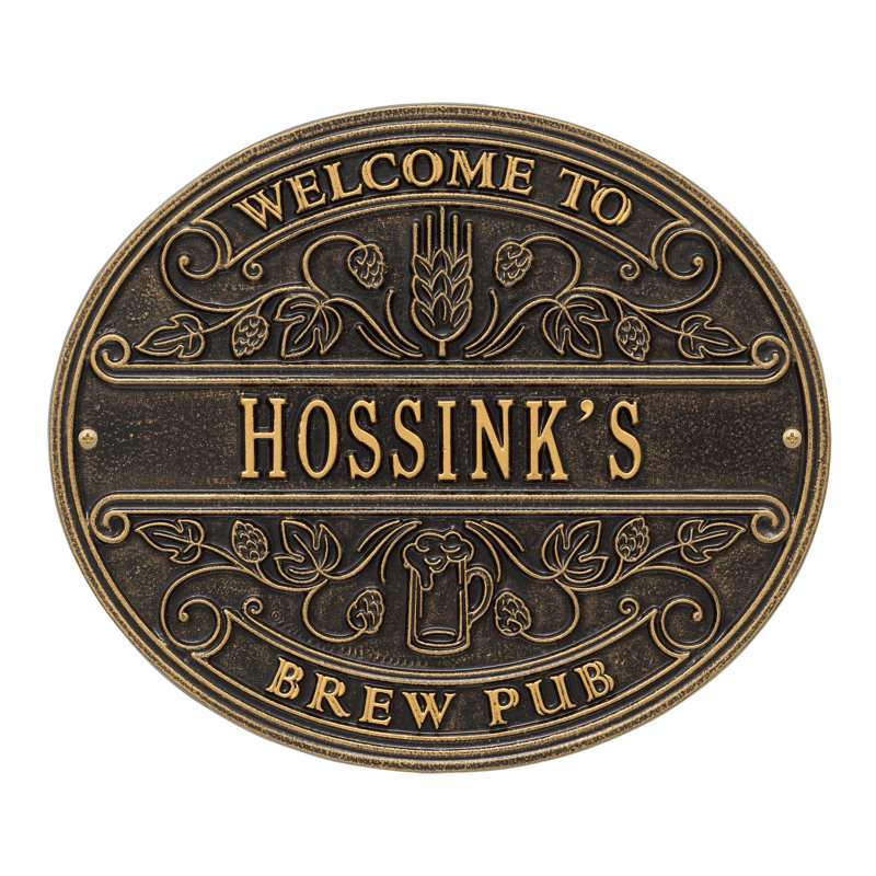 Brew Pub Welcome Wall Décor, Black Gold, Yes