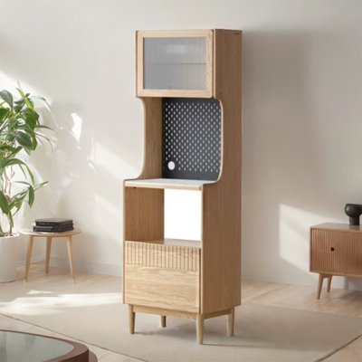 Modern Minimalist Oak Rock Slab Food Cabinet by Winston Porter
