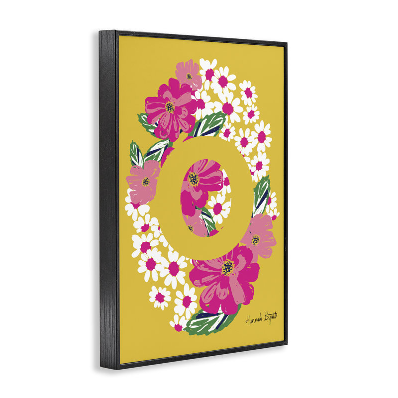 «Floral Bloom», lettre O, estampe numérique encadrée par Hannah Louise Byatt, Giclée encadrée noir minuit, H 18 po x l 12 po