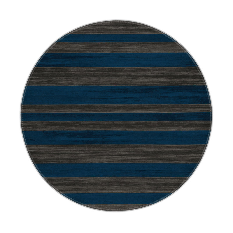 Tapis intérieur / extérieur vert HorizontalStripes, Rond 5 pi