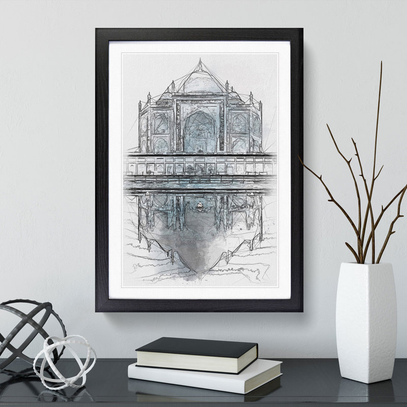 The Taj Mahal in Agra India Abstract - Picture Frame Painting Print, Black Framed, 87cm H x 62cm W x 2cm D