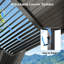 Pergola extérieure en aluminium de 3 m x 3,6 m avec toit à lames orientables, système de gouttières intégré, moustiquaire et rideaux