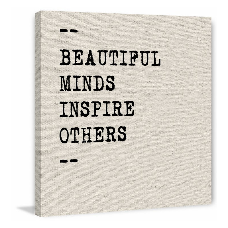 Reproduction d’art textuel sur toile « beautiful Minds inspire », H 12 po x l 12 po x P 1,5 po