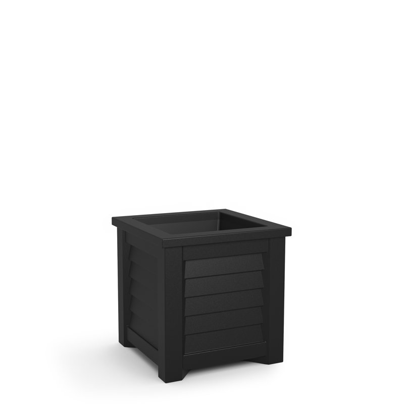 Lakeland Square Resin Planter with Water Reservoir, 16" H x 16" W x 16" D, Black