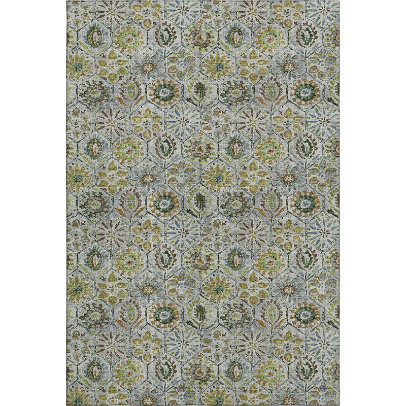Premium Machine Washable Ralston AMF1938 Floral Rug, Rectangle 3' x 5'