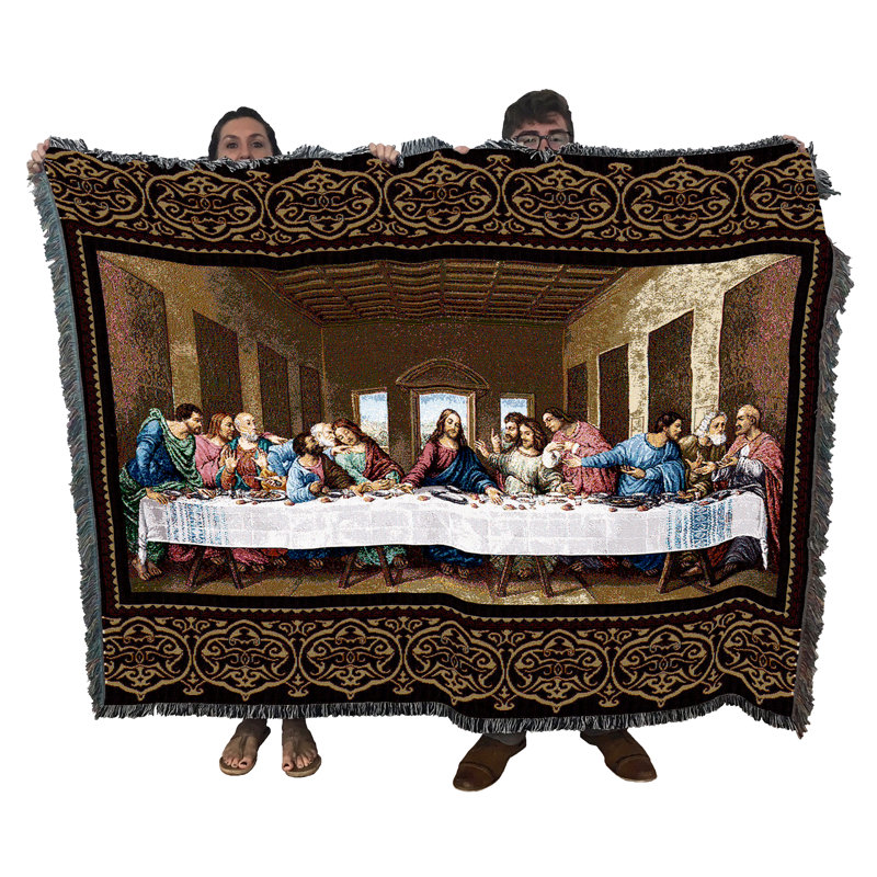 Couverture Pure Country Weavers La Cène d'après Léonard de Vinci - Tapisserie religieuse tissée en coton - Fabriquée aux États-Unis (72 x 54)