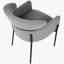Chaises de salle à manger rembourrées modernes en tissu de 2 pièces pour la cuisine / salon gris