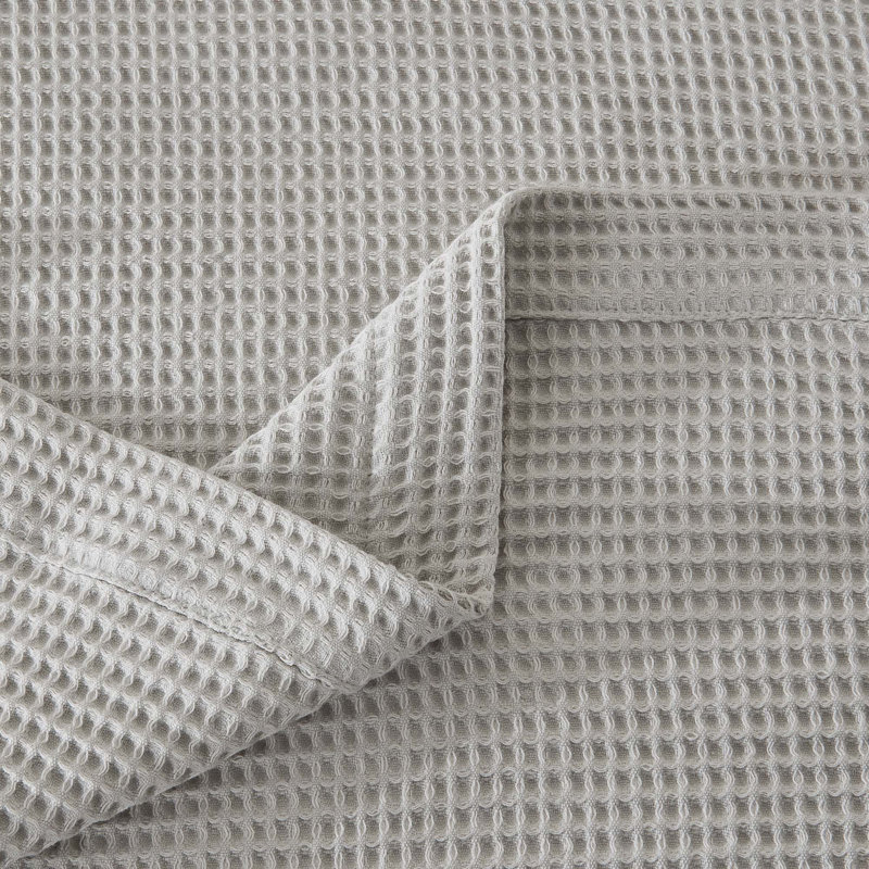 Couverture 100% coton tissé gaufré, Double/grand, Gris clair