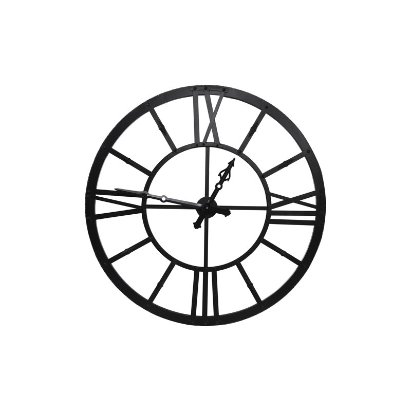 Horloge murale ronde en métal, Noir
