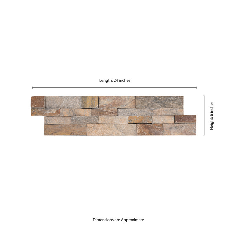 Stonecrest 6 in. x 24 in. Split Face Natural Stone Ledger Panel Wall Tile, Caravan Mews