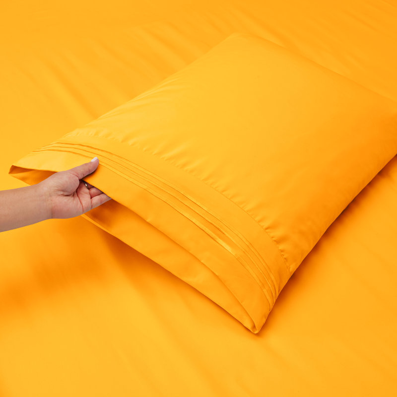 Microfiber Sheet Set, Yellow, Queen Sheet Set + 1 Fitted Sheet + 4 Pillowcases