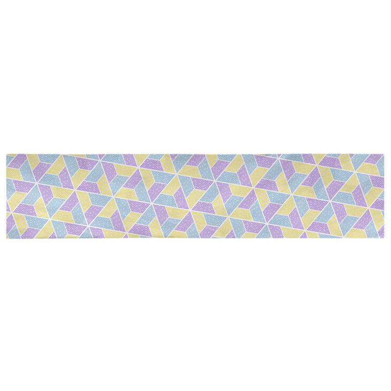 Chemin de table Avicia, Bleu / jaune / violet, 72 po x 16 po, Polyester