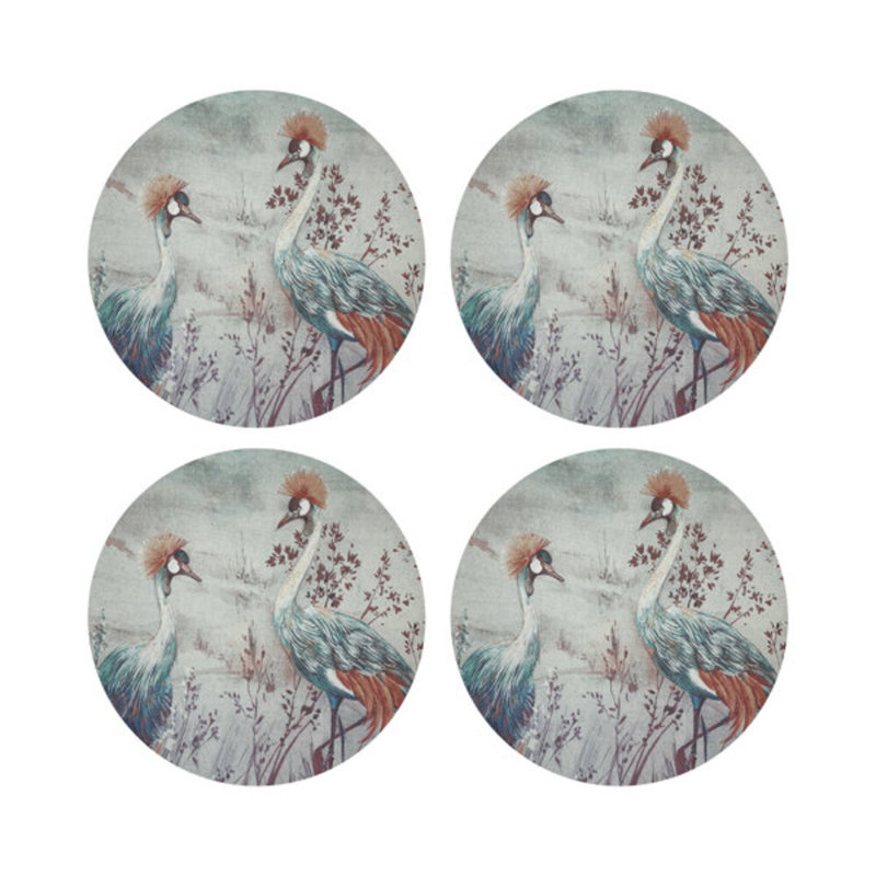 Crested Crane Pebble 16" Vinyl Placemat, Turquoise/Red