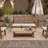 Outdoor Acacia Wood Coffee Table with Woven Wicker Trim