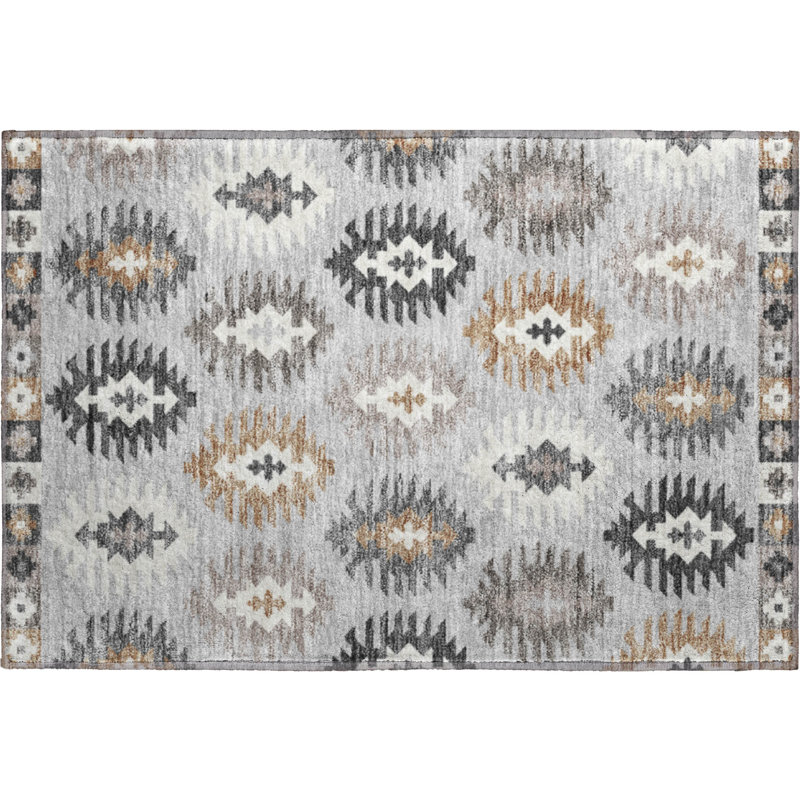 Premium Machine Washable Prisco Silver Rug, Rectangle 1'8" x 2'6"