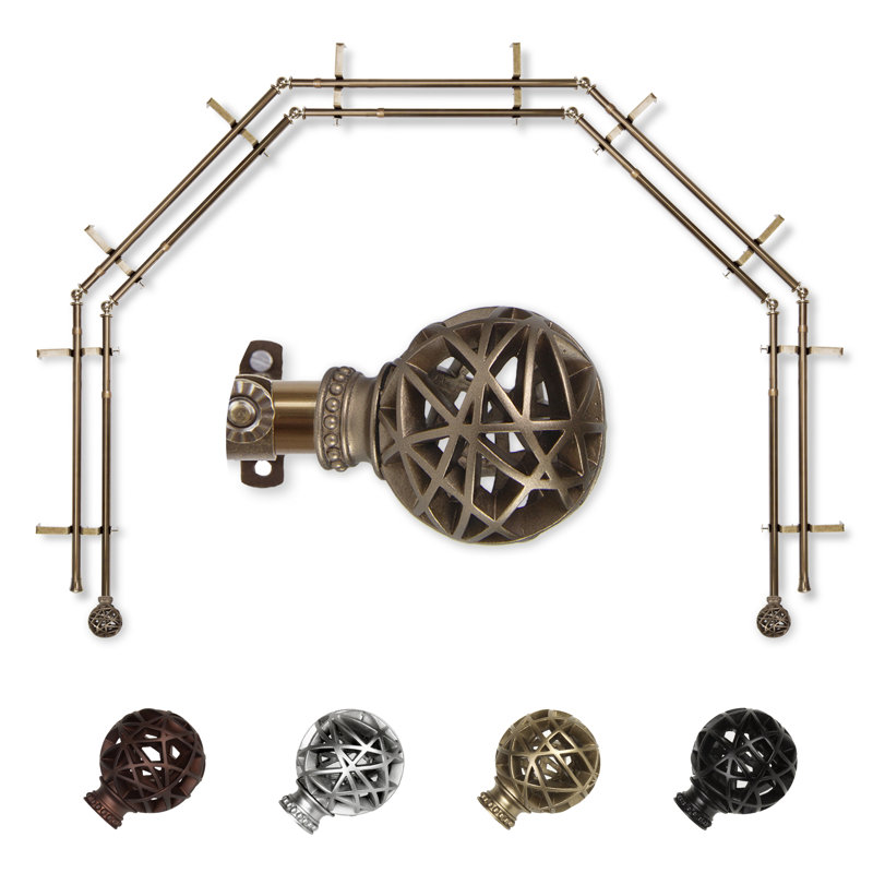 Tringle à rideaux double baie vitrée réglable de 28 po à 48 po Leanette, Laiton antique