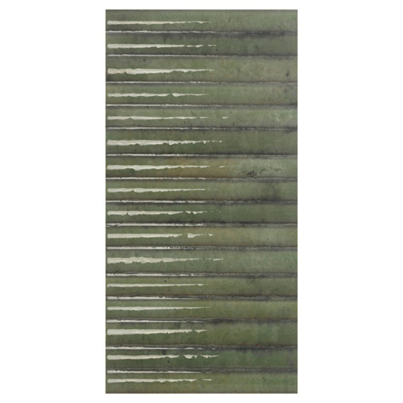 Curve Fluted 6X12 3D Glossy Ceramic Tile, Green