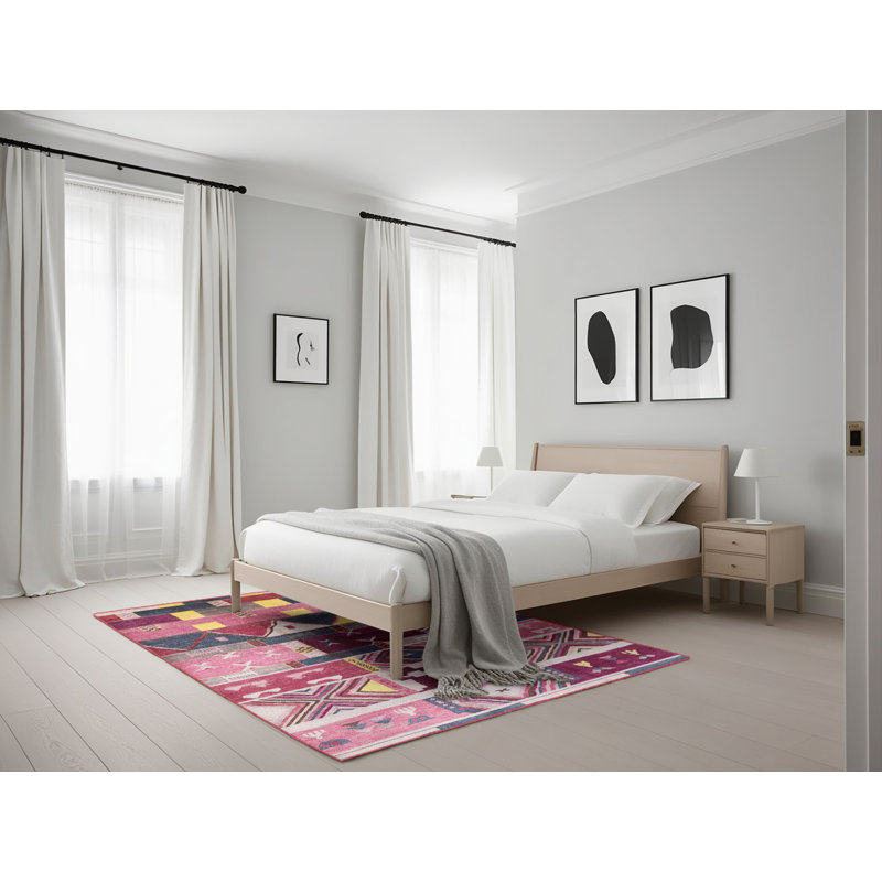 Tapis rose / bleu Winnsboro, Rectangle 5 pi x 7 pi