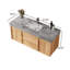 Meuble-lavabo mural simple 48 po avec comptoir en pierre frittée grise, lavabo encastré en céramique blanche, armoire en bois massif multicouche en bois naturel, portes et tiroirs à fermeture en douceur-136219829-136219827