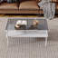 Table basse 38 po rectangulaire moderne avec plateau en verre trempé et tablette de rangement à 2 niveaux-1408219914