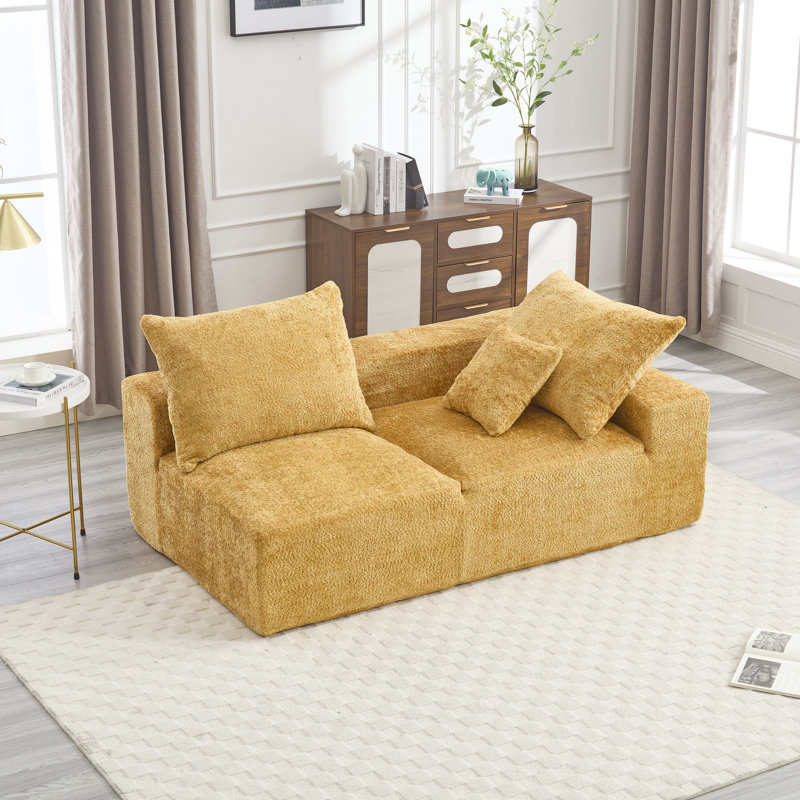 2 tissu en chenille avec canapé rembourré doux et respirant - rembourrage en mousse soyeuse, Jaune