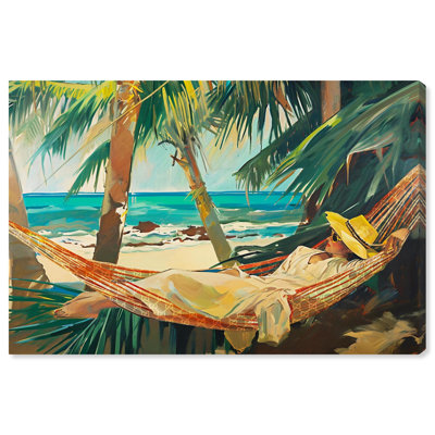 On Her Hammock Canvas Glam Beach Wall Art by Art Remedy